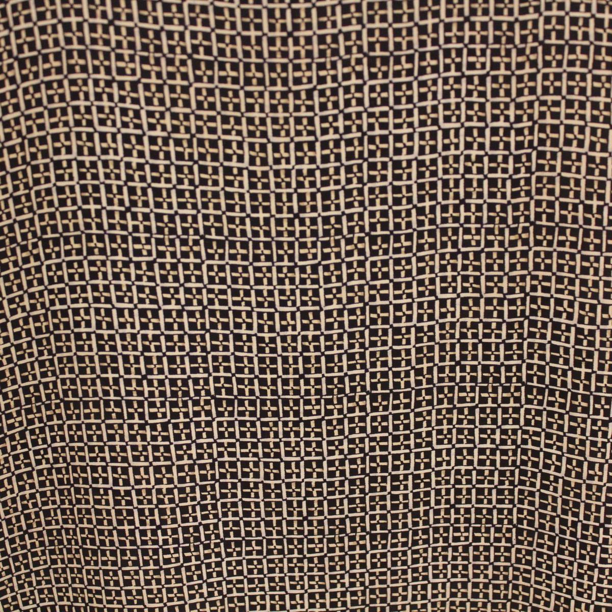 Geometric Silk Printed Georgette - Black/Cream