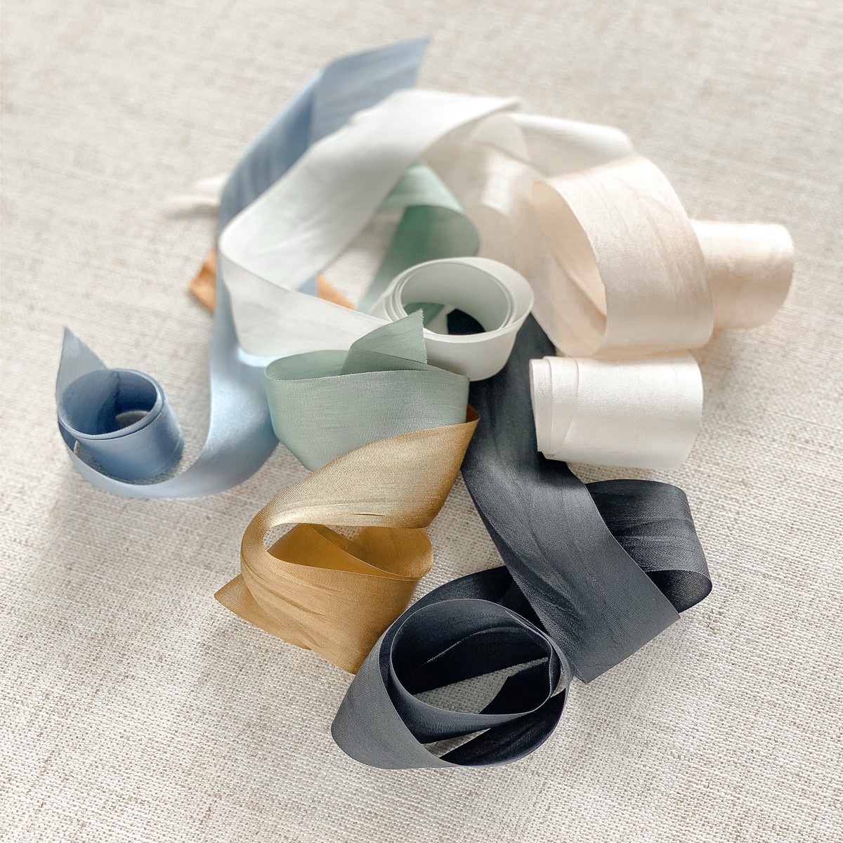 Woven Edge Silk Ribbon, 1.25" Width
