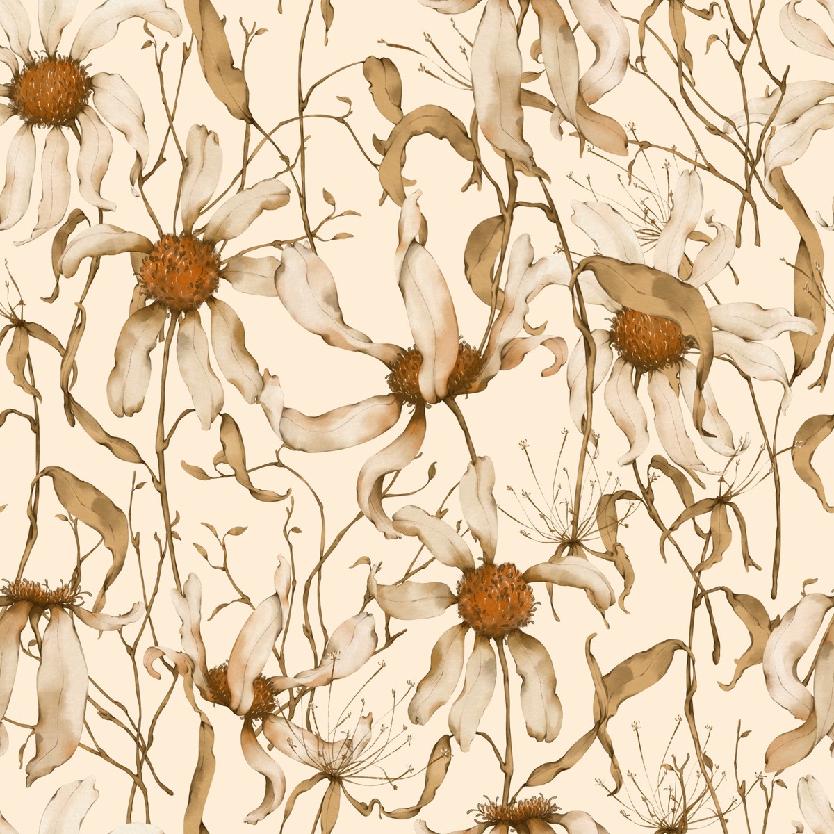 Dry Daisy Pattern 3 Quilting Cotton Fabric